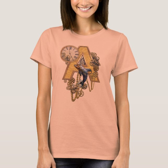 Camiseta Letra mayúscula A del monograma alfabético (Anverso)
