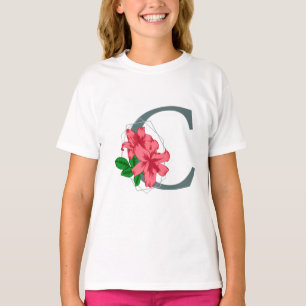 Camiseta Letra mayúscula C monograma floral