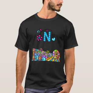 Camiseta Letra mayúscula colorida N letra grande N