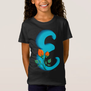 Camiseta Letra mayúscula E monograma floral