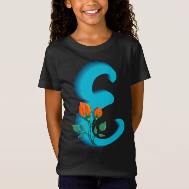 Camiseta Letra mayúscula E monograma floral (Anverso)