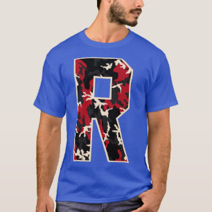 Camiseta Letra mayúscula inicial R Camo Alphabet Gift Women