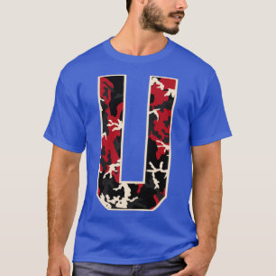 Camiseta Letra mayúscula inicial u camo regalo de alfabeto 