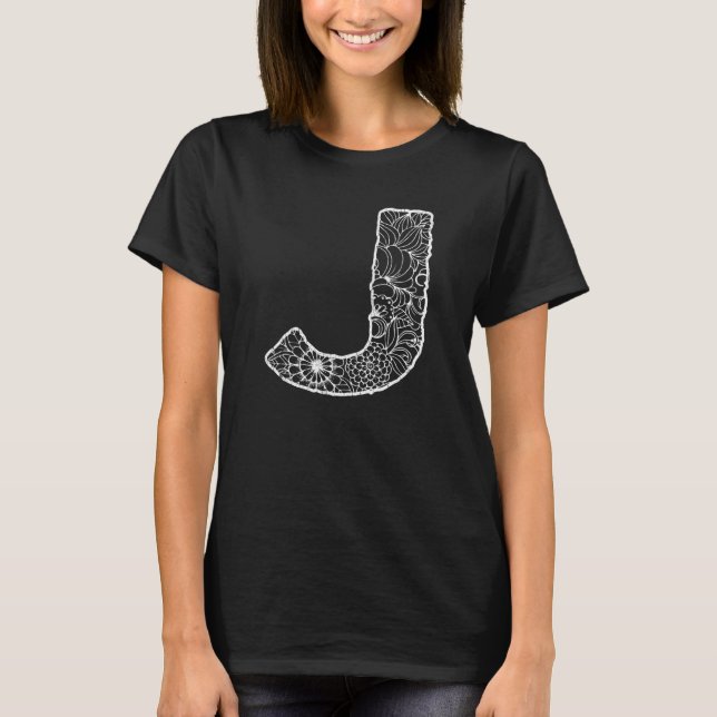 Camiseta Letra mayúscula J Moda floral Boho Doodle abstract (Anverso)