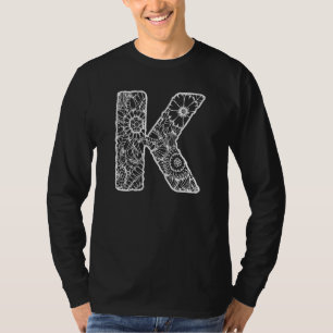 Camiseta Letra mayúscula K Floral Chic Boho Abstracto Gara