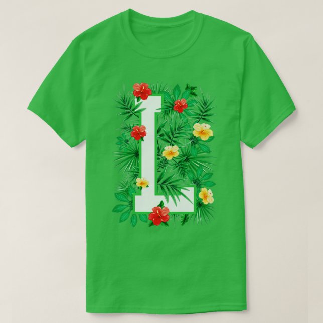 Camiseta Letra mayúscula L alfabeto monograma flor inicial (Diseño del anverso)