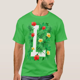 Camiseta Letra mayúscula L alfabeto monograma flor inicial
