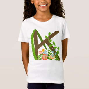 Camiseta Letra mayúscula monograma floral K