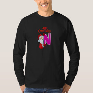 Camiseta Letra mayúscula N monograma Feliz Navidad S