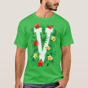 Camiseta Letra mayúscula V alfabeto monograma flor inicial