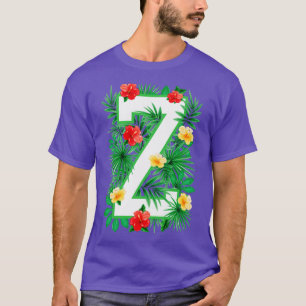Camiseta Letra mayúscula Z alfabeto monograma flor inicial