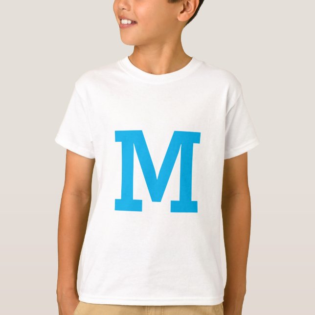 Camiseta Letra mínima Personalizado moderna azul inicial (Anverso)