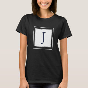 Camiseta Letra monograma J Alphabet J Azul marino inicial
