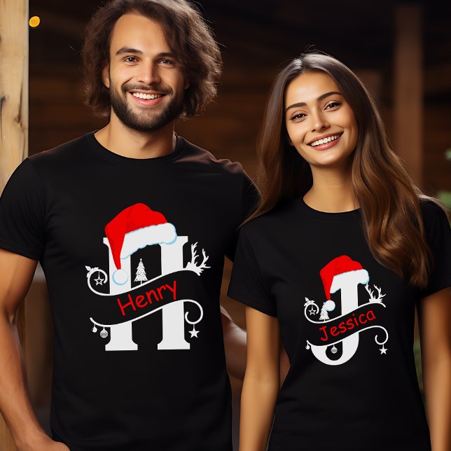 Camiseta Letra monogramada H Navidades de nombres personali (Subido por el creador)