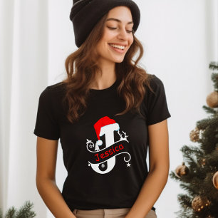Camiseta Letra monogramada J Navidades de nombres personali