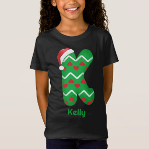 Camiseta Letra monogramada K Navidades de nombres personali