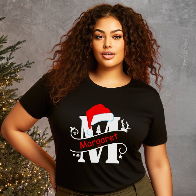 Camiseta Letra monogramada M Navidades de nombres personali (Subido por el creador)