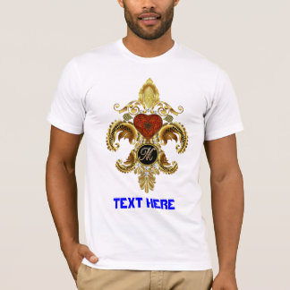 Camiseta Letra monogramo flautista de lis "M" escoja su est