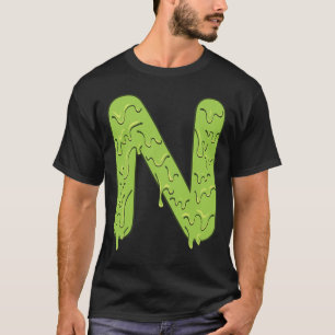 Camiseta Letra N Alphabet Iniciales Halloween Costume Kids
