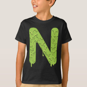 Camiseta Letra N Alphabet Iniciales Halloween Costume Kids