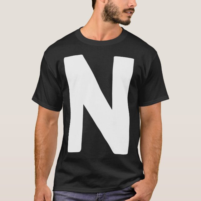 Camiseta Letra N grande y negrita blanco (Anverso)