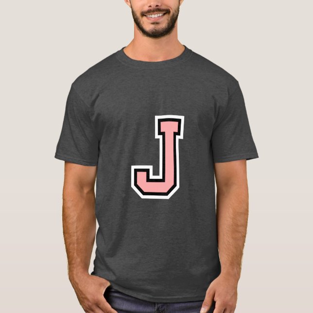 Camiseta Letra negra rosa blanca J Monograma Colegio inicia (Anverso)