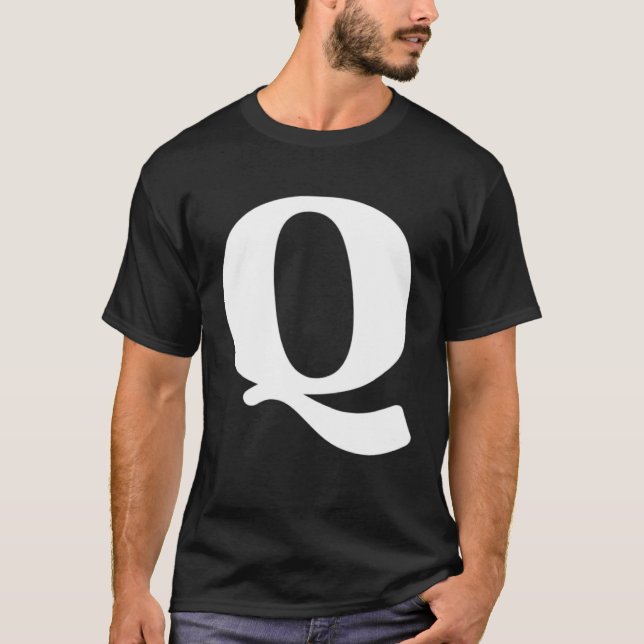 Camiseta Letra negrita Q Caracteres alfabetos de letra gran (Anverso)