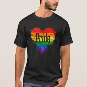 Camiseta Letra Orgullo Corazón Arcoiris Distancia Bandera L