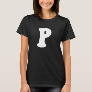 Camiseta Letra P Capital Alphabet Team Groups Costume Matc