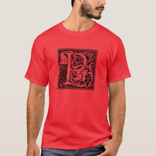 Camiseta Letra P Monograma Medieval Art Nouveau