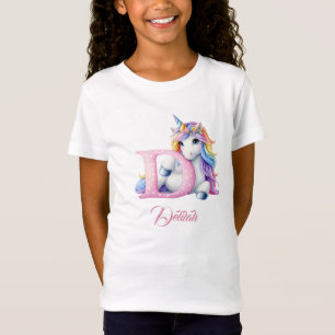 Camiseta Letra pastel arco iris mágica unicornio D monogram