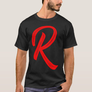 Camiseta Letra R alfabeto grande gráfico rojo inicial
