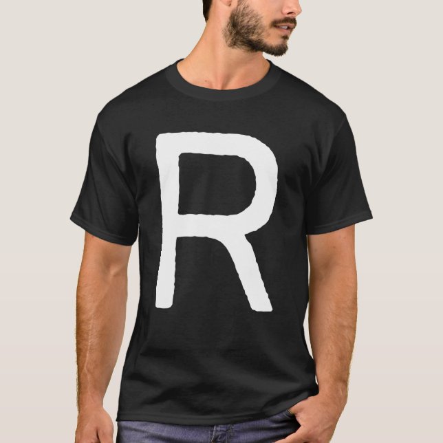 Camiseta Letra R Hombres Mujeres Monograma Retro Gráfico In (Anverso)