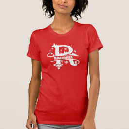 Camiseta Letra R Navidades Monograma Nombre inicial rojo