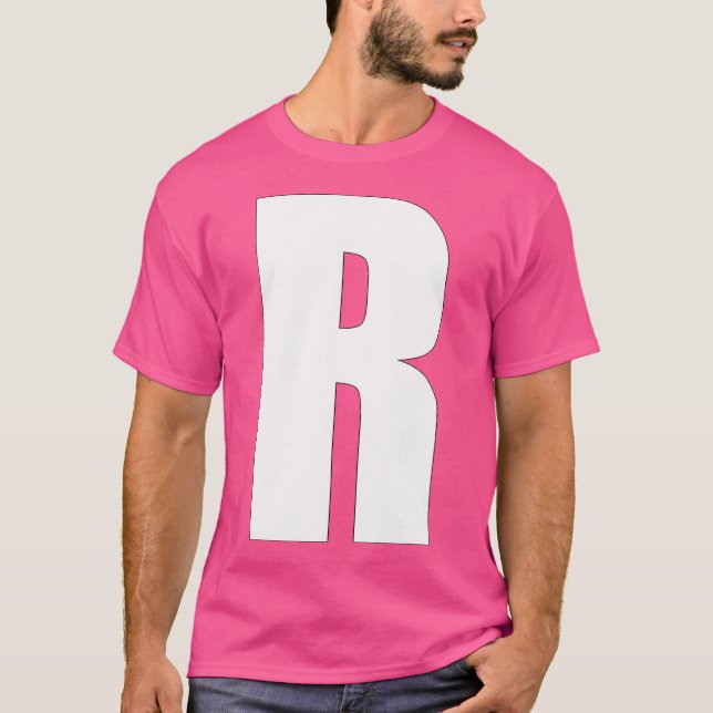 Camiseta Letra R Negrita Capital Blanco R Para Nombres De E (Anverso)