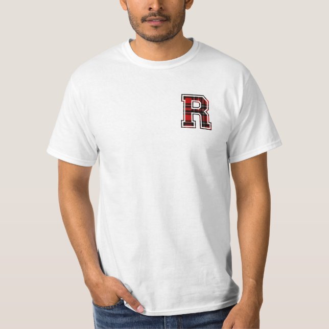 Camiseta Letra R Nombre Monograma Tartán Inicial Imprimir (Anverso)