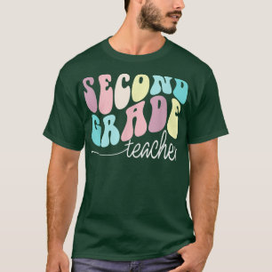 Camiseta Letra retro de segundo grado docente de segundo gr