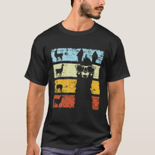 Camiseta Letra retro llamada alpaca con gafas de sol usadas