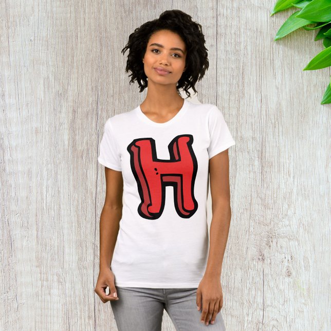 Camiseta Letra roja audaz H alfabeto divertido (Subido por el creador)