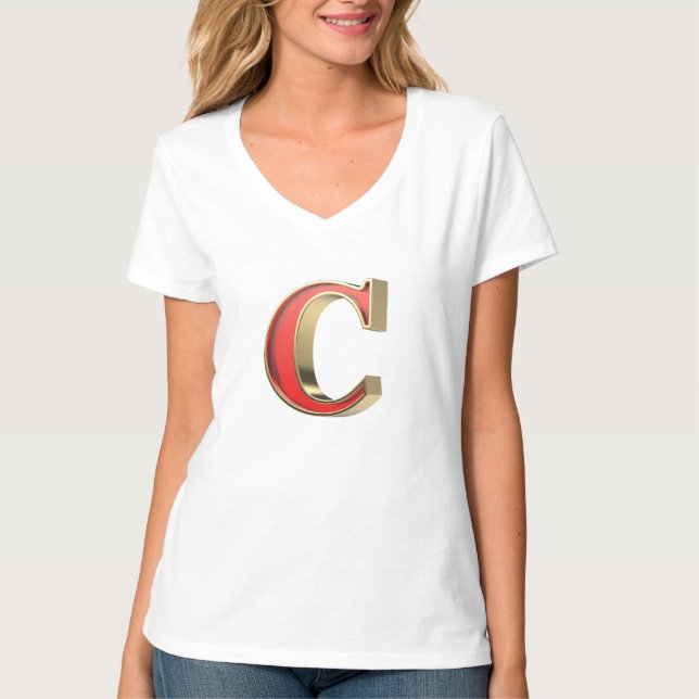 Camiseta Letra roja de vidrio C (Anverso)