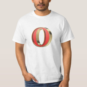 Camiseta Letra roja de vidrio O