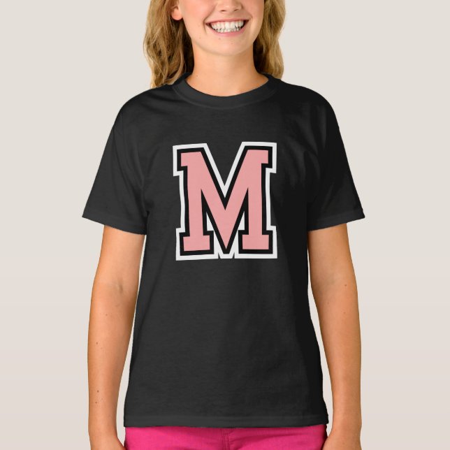 Camiseta Letra rosa negra blanca M Monograma Colegio inicia (Anverso)