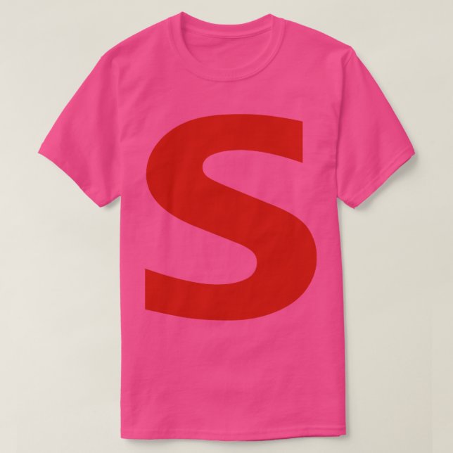 Camiseta Letra s en texto rojo tipografía mínima (Diseño del anverso)