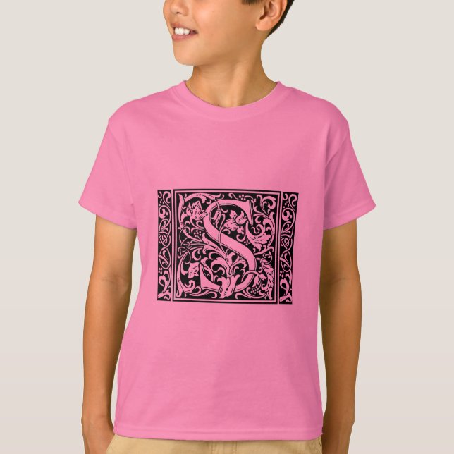 Camiseta Letra S Monograma medieval Art Nouveau (Anverso)