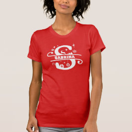 Camiseta Letra S Navidades Monograma Nombre inicial rojo