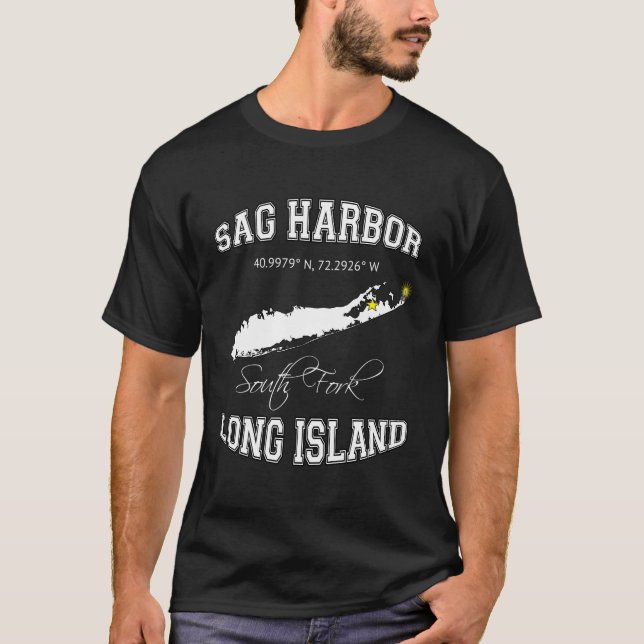 Camiseta Letra sag Harbour Long Island New York Varsity Sty (Anverso)