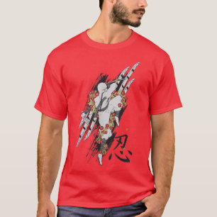 Camiseta Letra samurai japonesa de Guay guerrera Ninja T Co