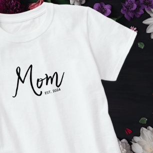 Camiseta Letra Script Negra Establecida Mamá