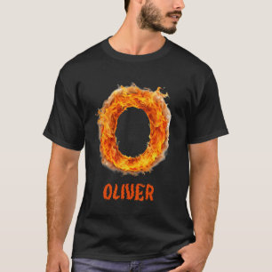 Camiseta Letra Spooky Flame Oliver Halloween Nombre de niño