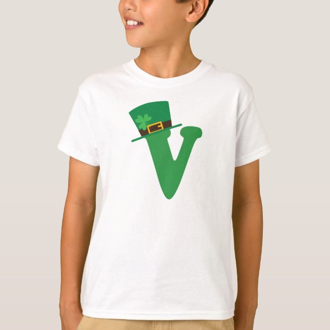 Camiseta Letra St Patricks Day V Alphabet (Anverso)